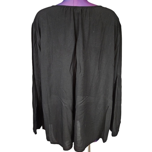 Old Navy Black Rayon Balloon Sleeve Peasant Blouse Size 2XL Women's Plus - Picture 5 of 8